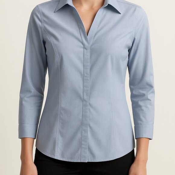 Foxcroft NYC Heritage Non-Iron Fitted Button-Up Shirt - Picture 1 of 4